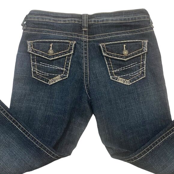 a.n.a Dark Wash Denim Boot Cut Jeans 5 Pocket Design Contrast Stitch Womens 8 - Picture 1 of 5